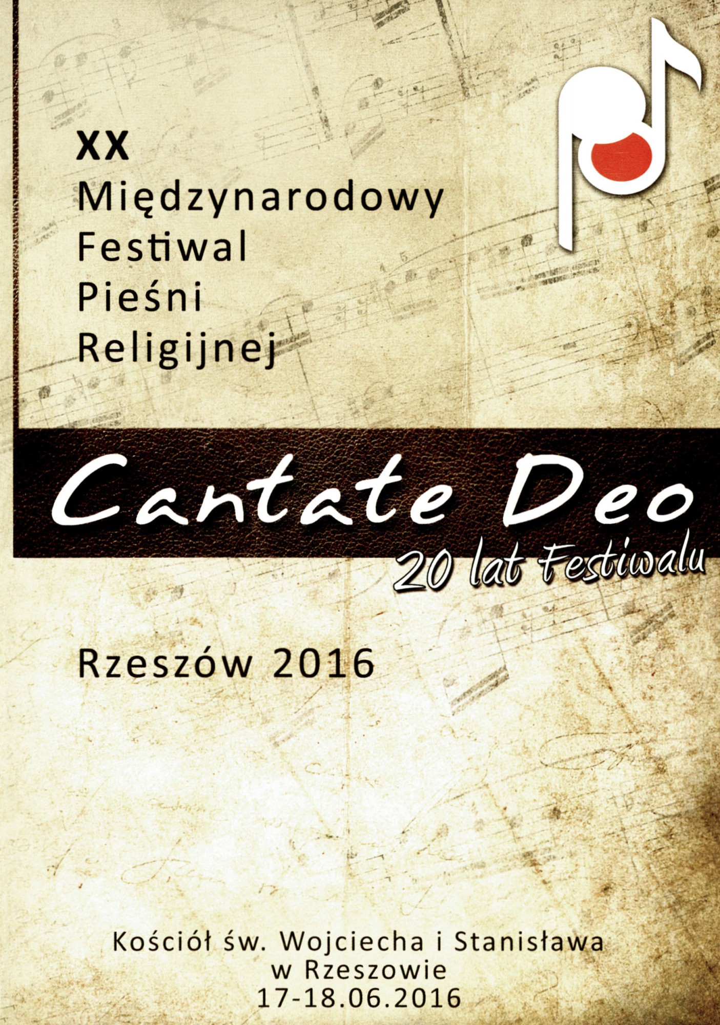 zdjęcie okładki broszury - XX Międzynarodowy Festiwal Pieśni Religijnej Cantate Deo : 20 lat Festiwalu : Rzeszów 2016